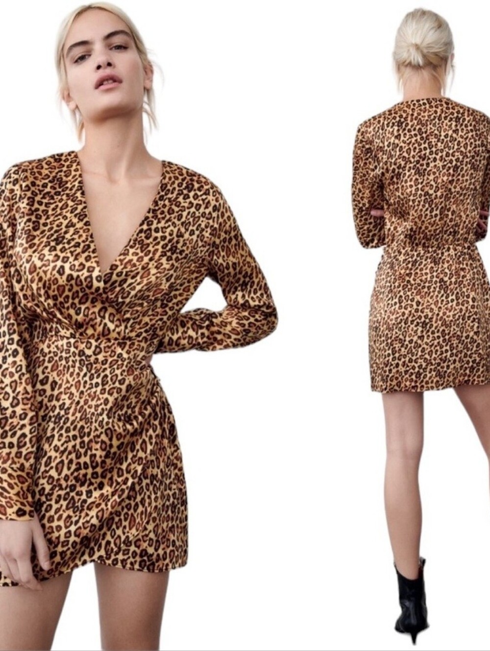 Zara Animal Print Long Sleeve Dress